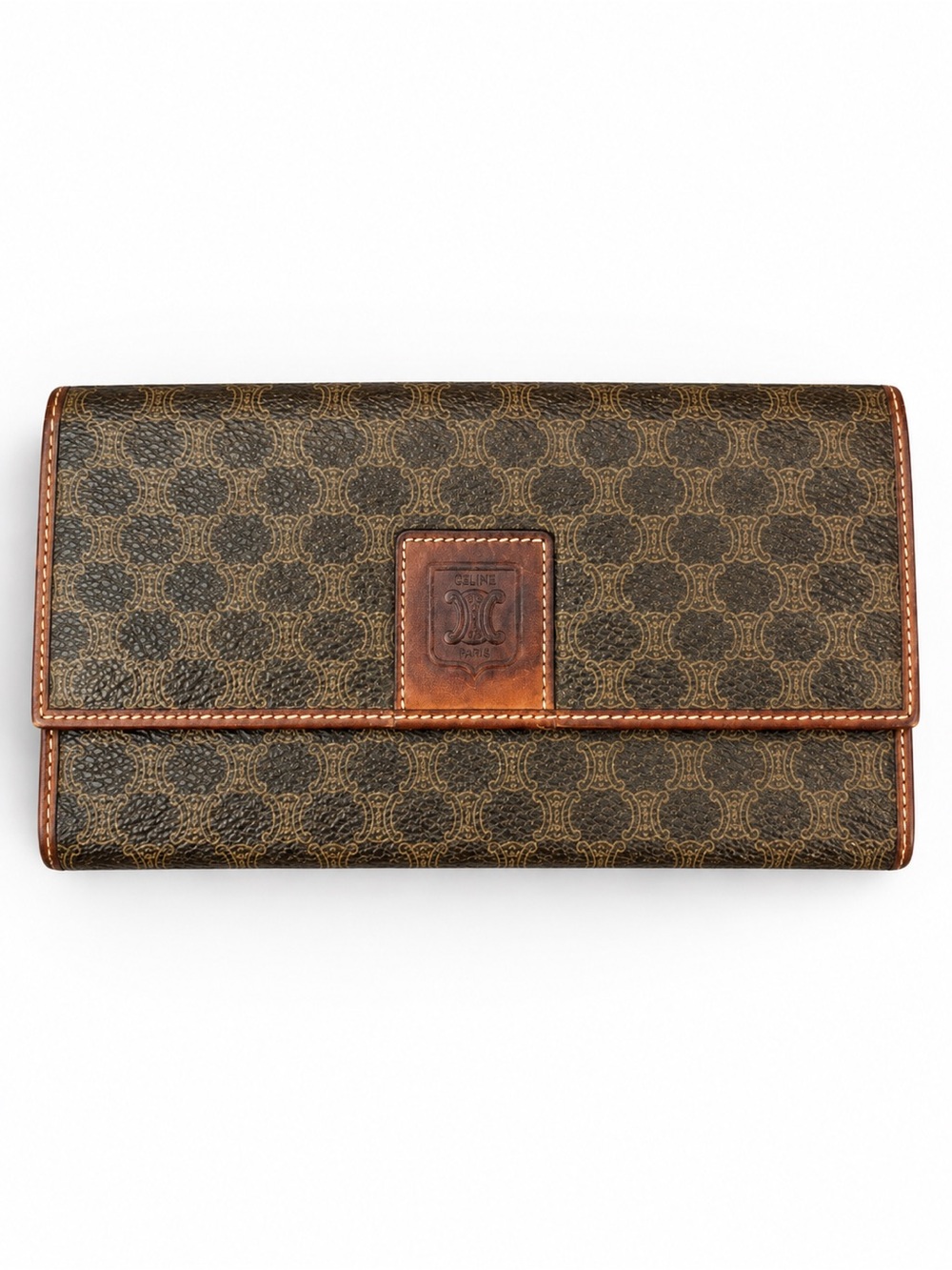 Celine Macadam Triomphe Vintage Continental Brown Wallet (Made in Italy)